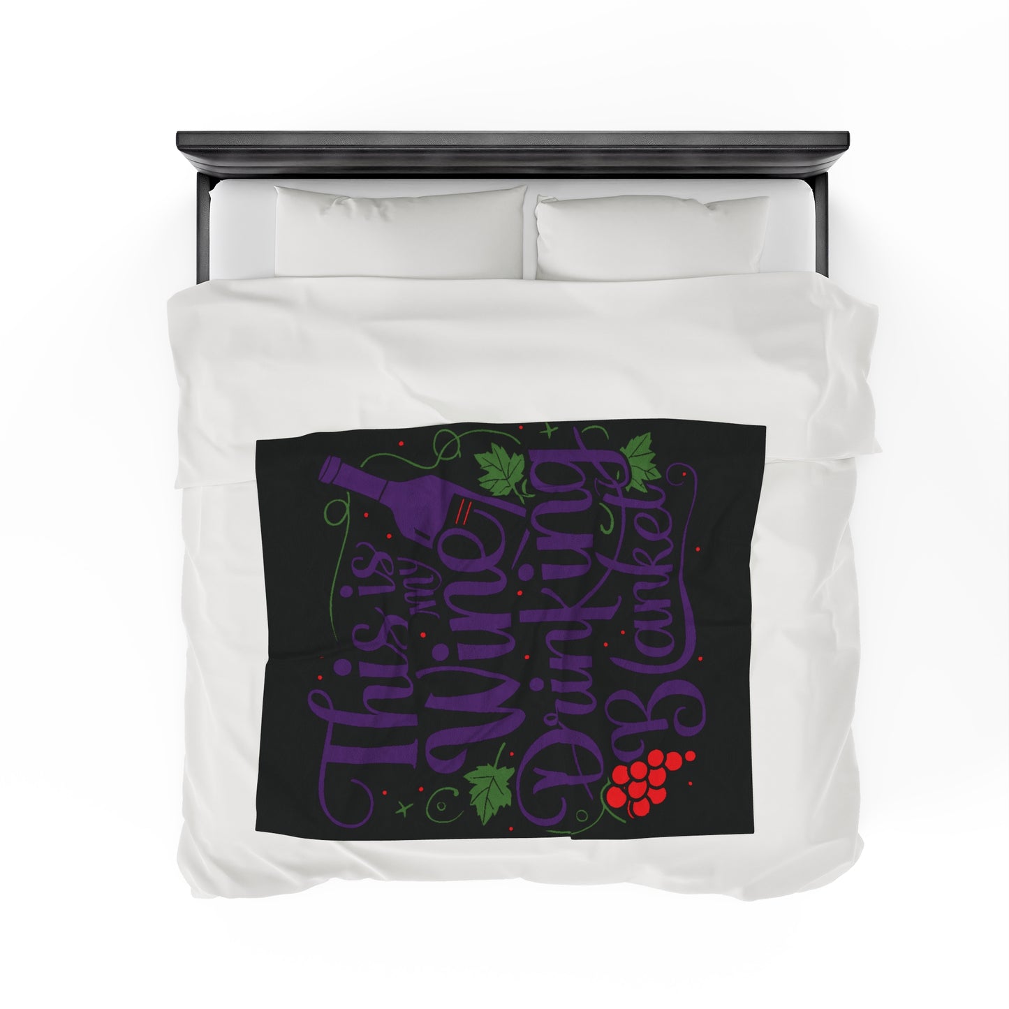 This Is My Wine Drinking Blanket - Velveteen Plush Blanket Black Purple