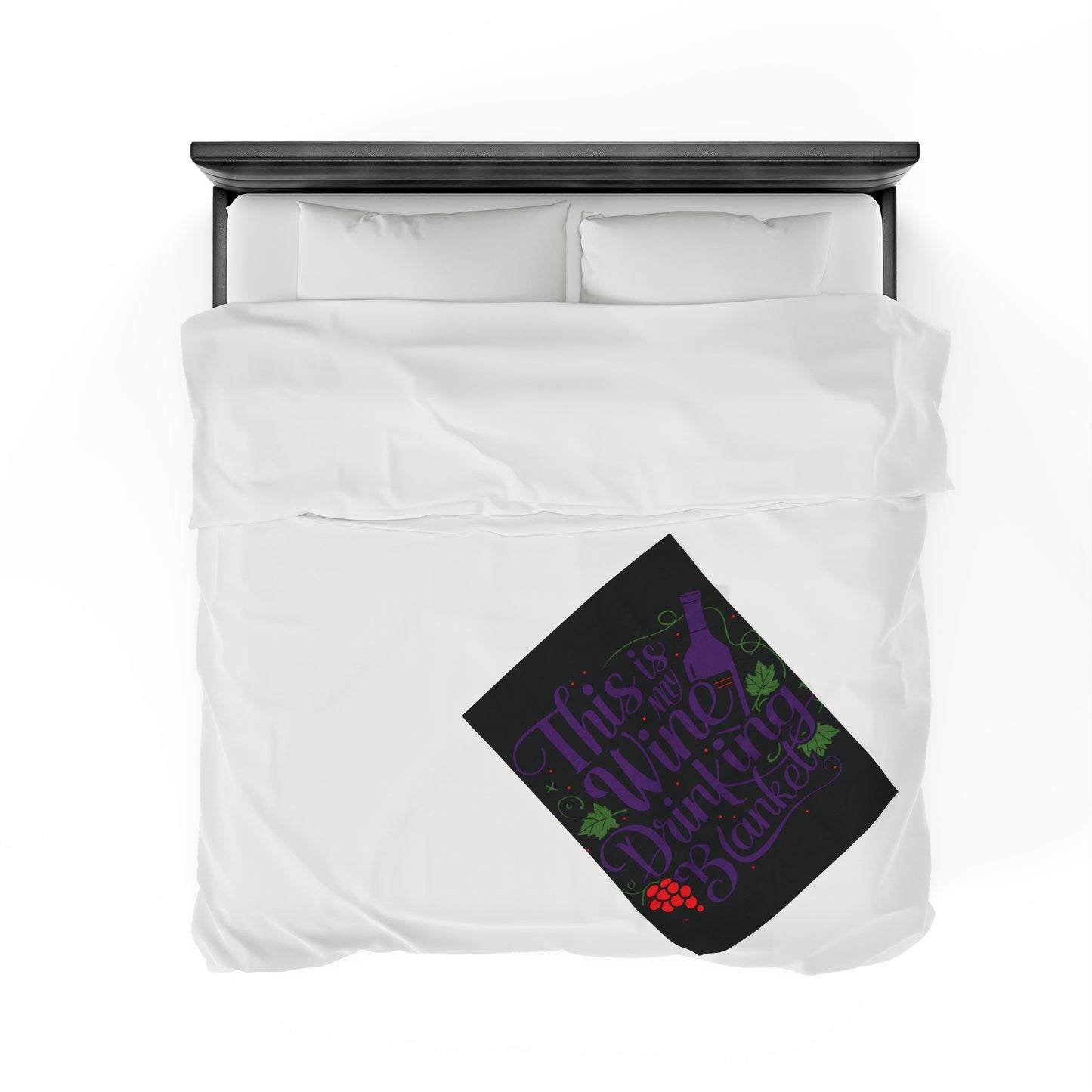 This Is My Wine Drinking Blanket - Velveteen Plush Blanket Black Purple