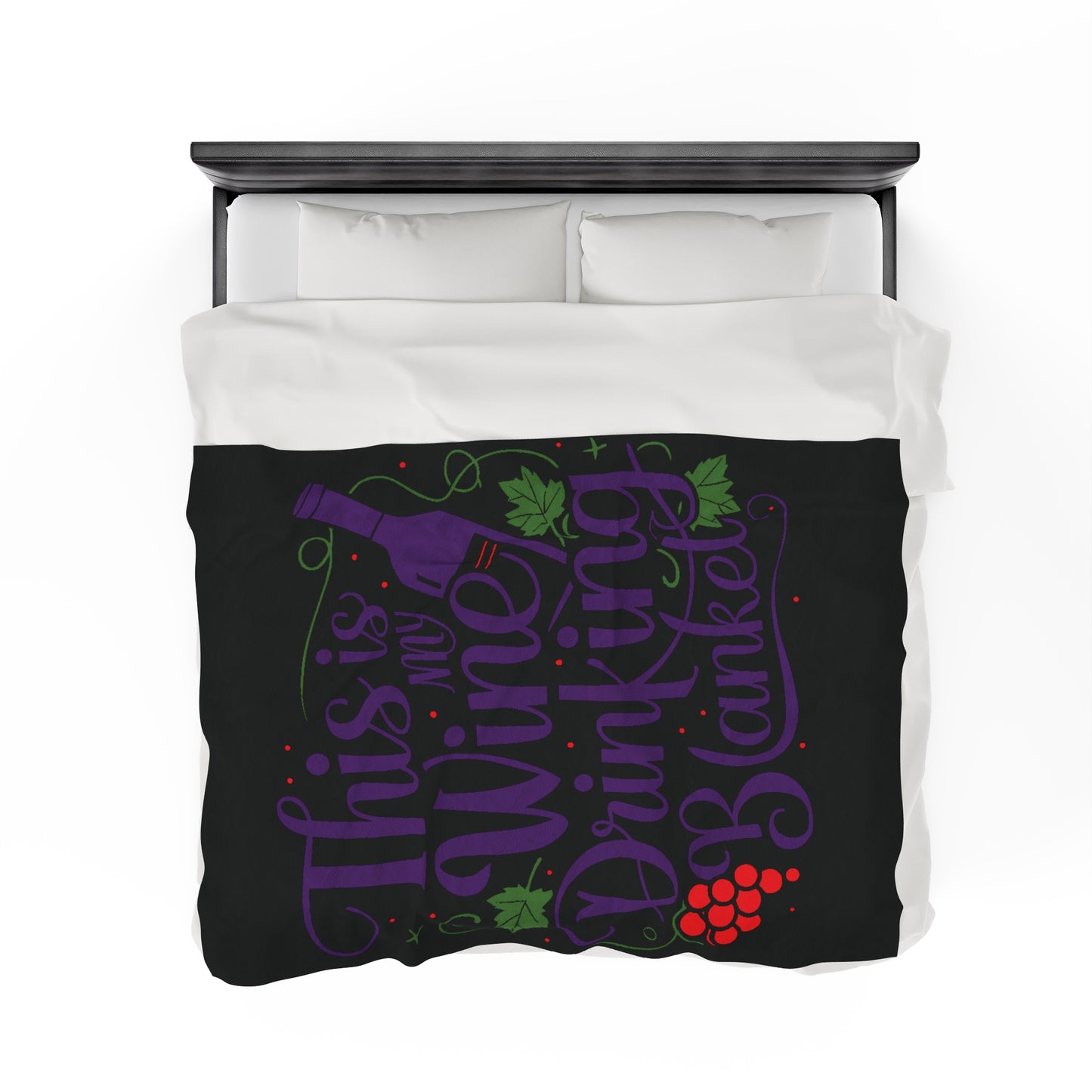 This Is My Wine Drinking Blanket - Velveteen Plush Blanket Black Purple