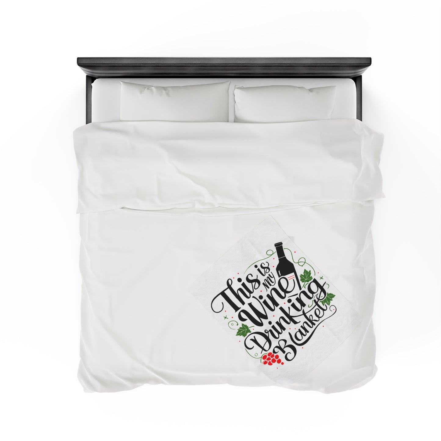 This Is My Wine Drinking Blanket - Velveteen Plush Blanket White Black